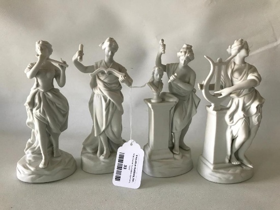 (4) White Bisque Figurines