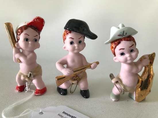 (3) Bisque 1960's Baby Figurines