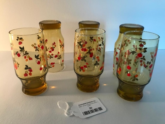 (7) 1970's Era Glasses W/Flowers