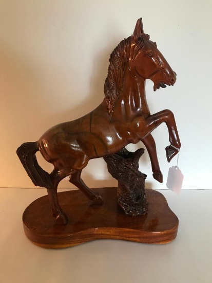 Carved Wooden Rearing Horse