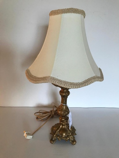 Base Metal Oil Lamp Base W/Shade-Has Been Electrified