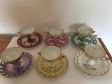 Set Of (6) Double Handled Cups W/Saucers