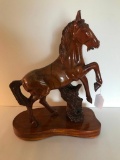 Carved Wooden Rearing Horse