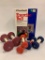 Exercise Ball & Dumbbell Set: (2) Each 3, 5, & 8 Lbs. Look unused