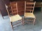 Two, Antique, Ladder Back, Cane Bottom Chairs