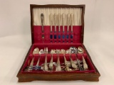 (60)+ pcs. W. Rogers & Stainless Flatware In Wooden Box
