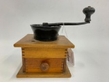 Antique Cast Iron & Wood Coffee Mill