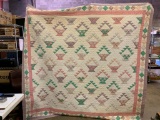 Hand stitched Quilt In Flower Basket Pattern