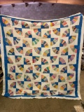 Hand Stitched Quilt Top In Grandmothers Fan Pattern