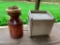 Antique Milk Can & Plastic Storage