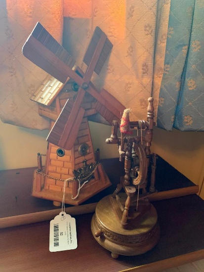 Wooden Windmill Music Box/Bank Combination.