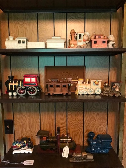 (3) Shelves Of Train Figurines