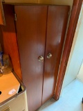 Wooden 2-Door Storage Cabinet & Contents