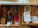 (3) Drawers Of Kitchen Utensils & Towels