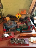 Group of Model Train Related Items, Hat, Plastic Buildings and More!