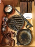Group of Small Cast Iron Items and a 1 7/8 Inch Ball