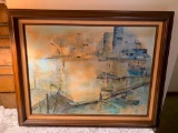 Abstract Oil On Canvas Signed 