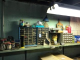 Large Selection of Nuts, Bolts and More on Shelf Above the Workbench in the Basement