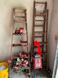 (2) Wooden 6' Ladders & Christmas Items