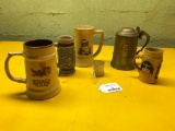 Group of 5 Beer Steins and a Toothpick Holder