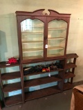 Three Wood Bookshelves with Cabinet Top