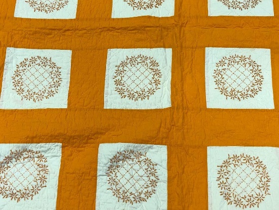 Block Embroidered Quilt.