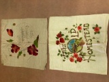 Two Embroidery Cloths For Pillow Covers