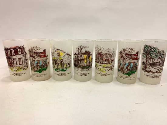 (7) Vintage "Presidents From Ohio" Frosted Glasses