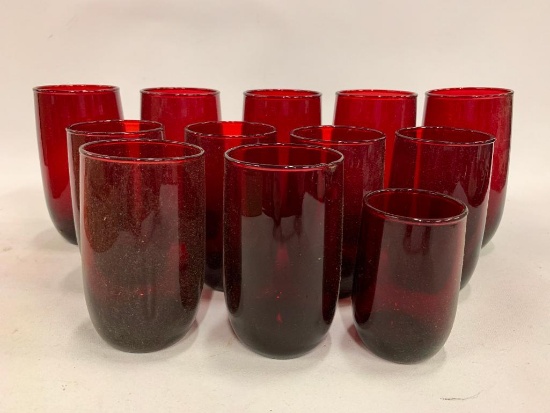 (12) Vintage Ruby Red Glasses