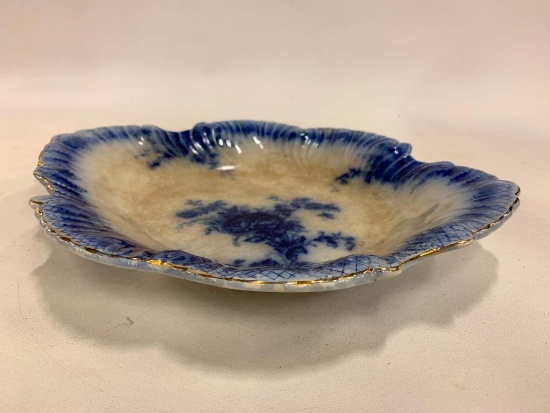 Vintage Flo-Blue Shallow Bowl By "W. & E. Corn" England
