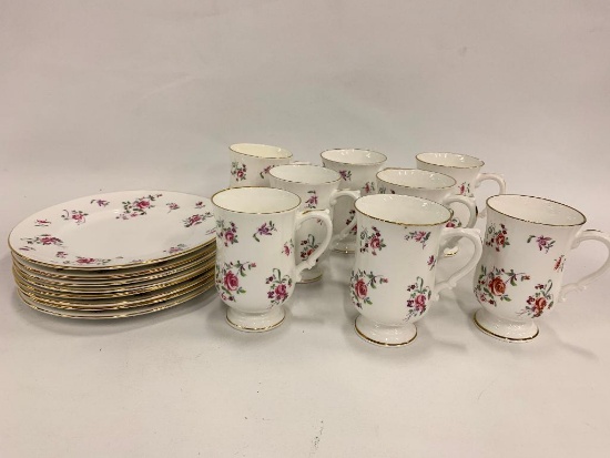 (16) Pc. Dessert Set: (8) Ea. Handled Mugs & Matching Plates