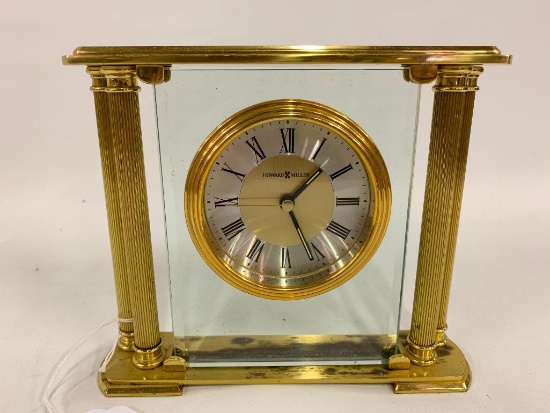 Howard Miller Crystal & Brass Desk Clock