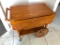 Oak Tea Cart W/Embossed Drop Leaves