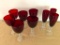 Set Of (6) Vintage Clear To Red Water Goblets & (3) Matching Champagne Glasses