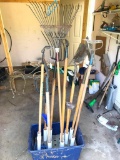Group of Yard Tools in Nice Home Made Holder