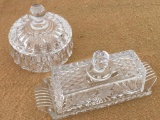 Fine Glassware: Covered Butter & Lidded Jar