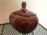 Decorative, Covered, Ceramic Bowl, 8 Inches Tall