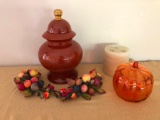 Glass Pumpkin, Cereamic Jar, Candle, & More!