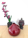Lacquerware Vase & Other Decorator Items