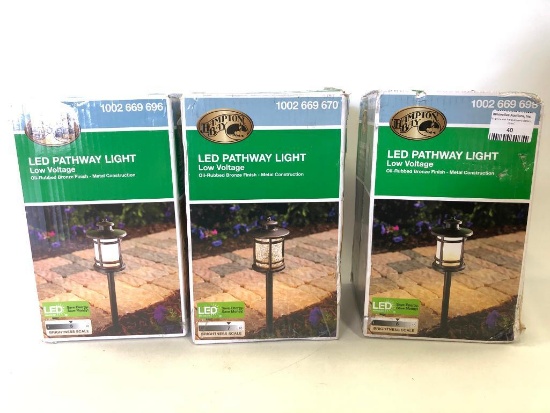 Set of 3 Hampton Bay LED Pathway Lights