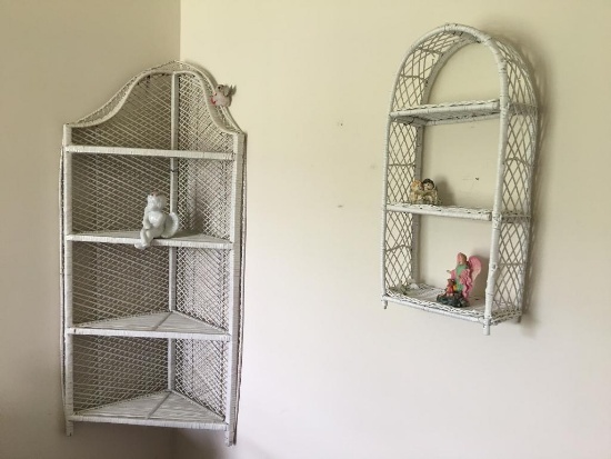 Two wicker, hanging shelves, largest is Corner one at 50 Inches Tall