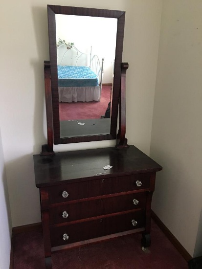 Antique Dresser with Mirror, Total Height is 71 Inches