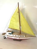 Hand made toy or model sailboat, constructed of wood! Really cool item!