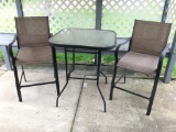 Outdoor Bar Table and Two Chairs, Shows Sone Use