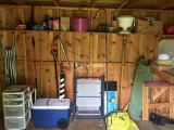 Back Wall of Shed, yard Tools, Chairs and More