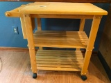 Wooden Kitchen Cart On Wheels