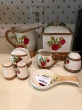 (8) Apple Pattern Kitchen Items