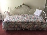 White Frame Day Bed with Bedding