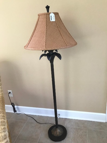 "Palm Tree" Floor Lamp W/Cloth Shade