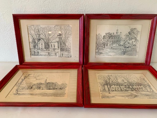 Set Of (4) Williamsburg, Virginia Framed Prints